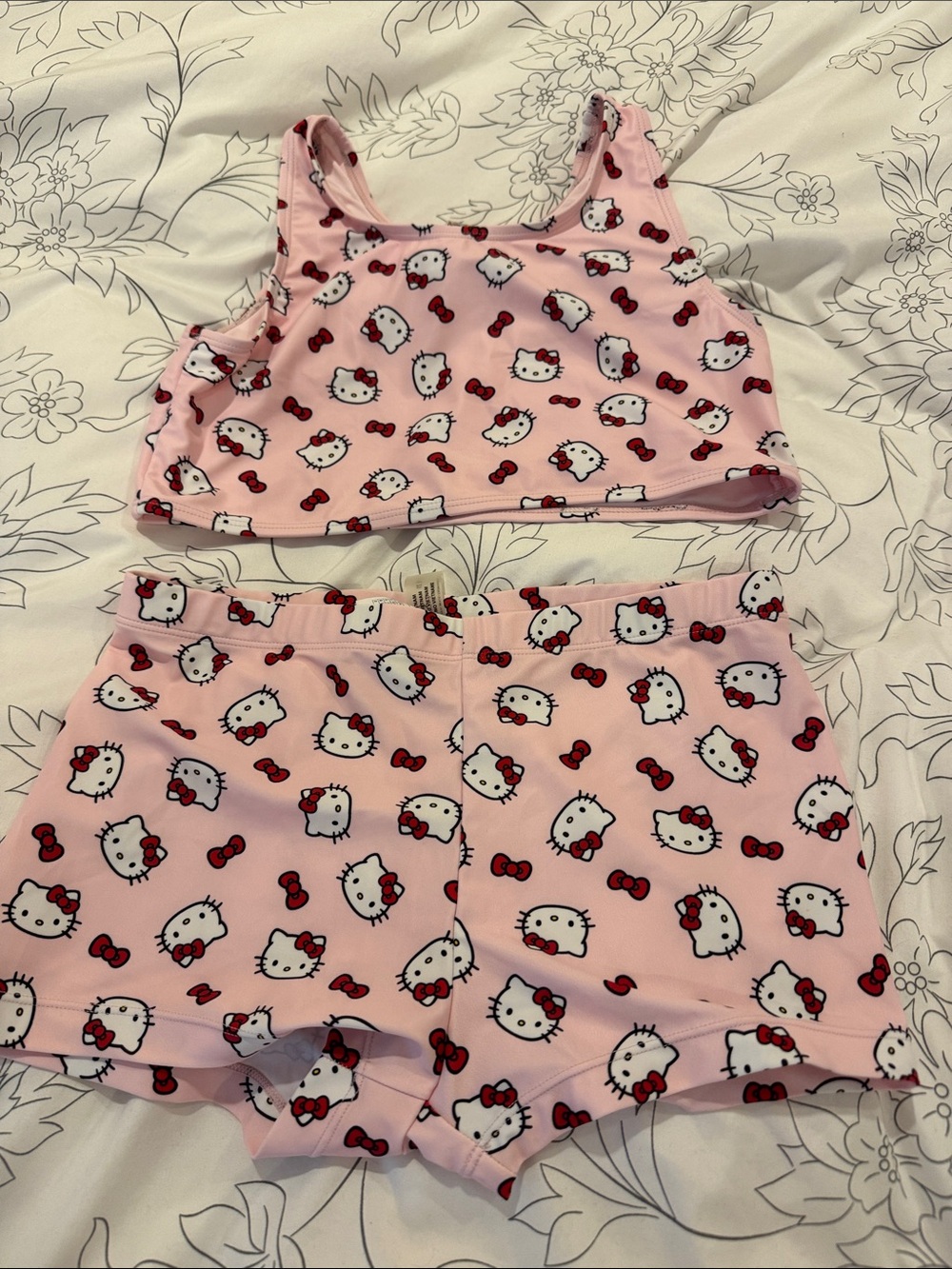 Forever 21 Kids Pink Hello Kitty Swim Top and Shorts Set